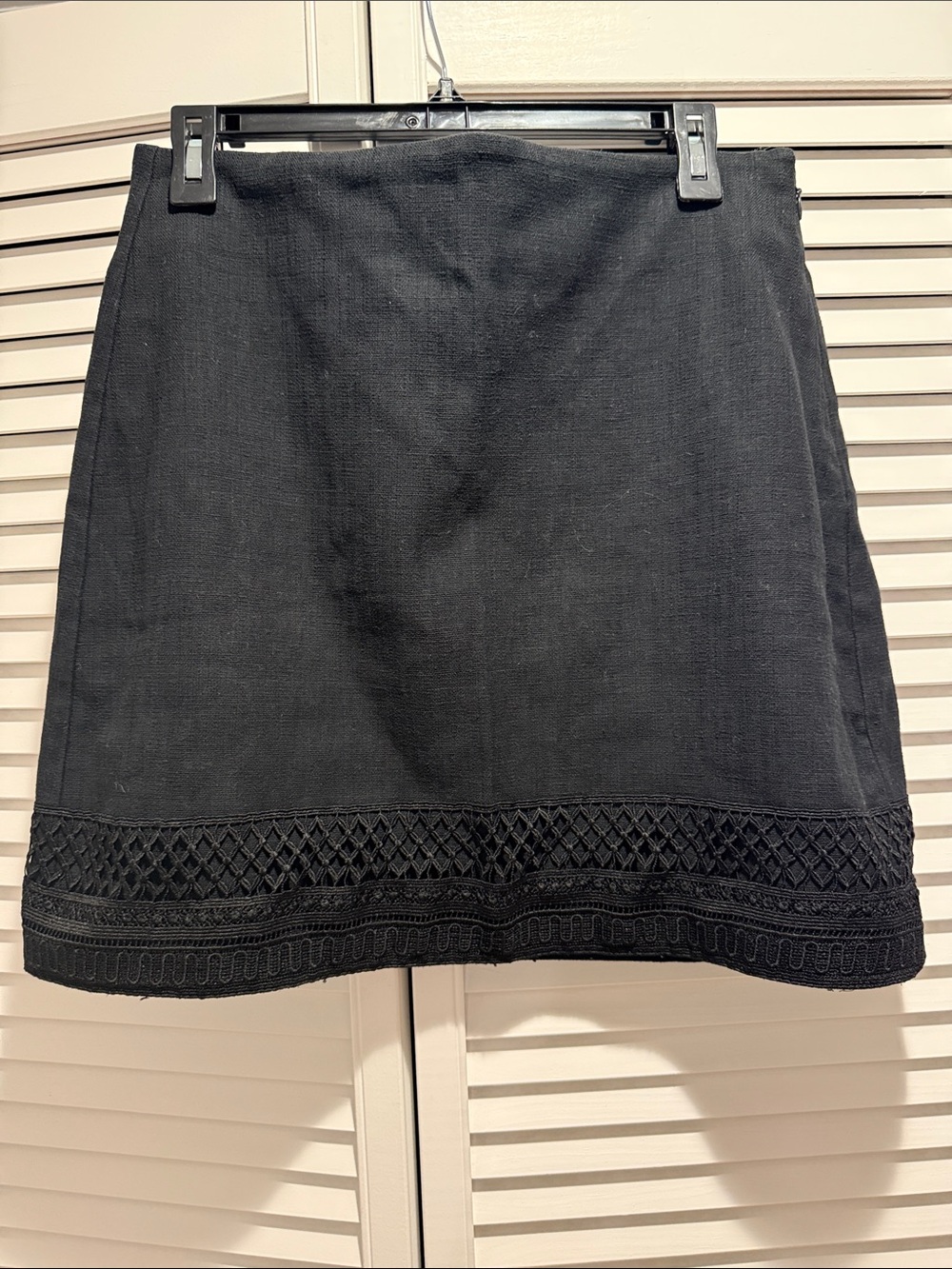 LOFT Black Mini Skirt with Lace Trim
